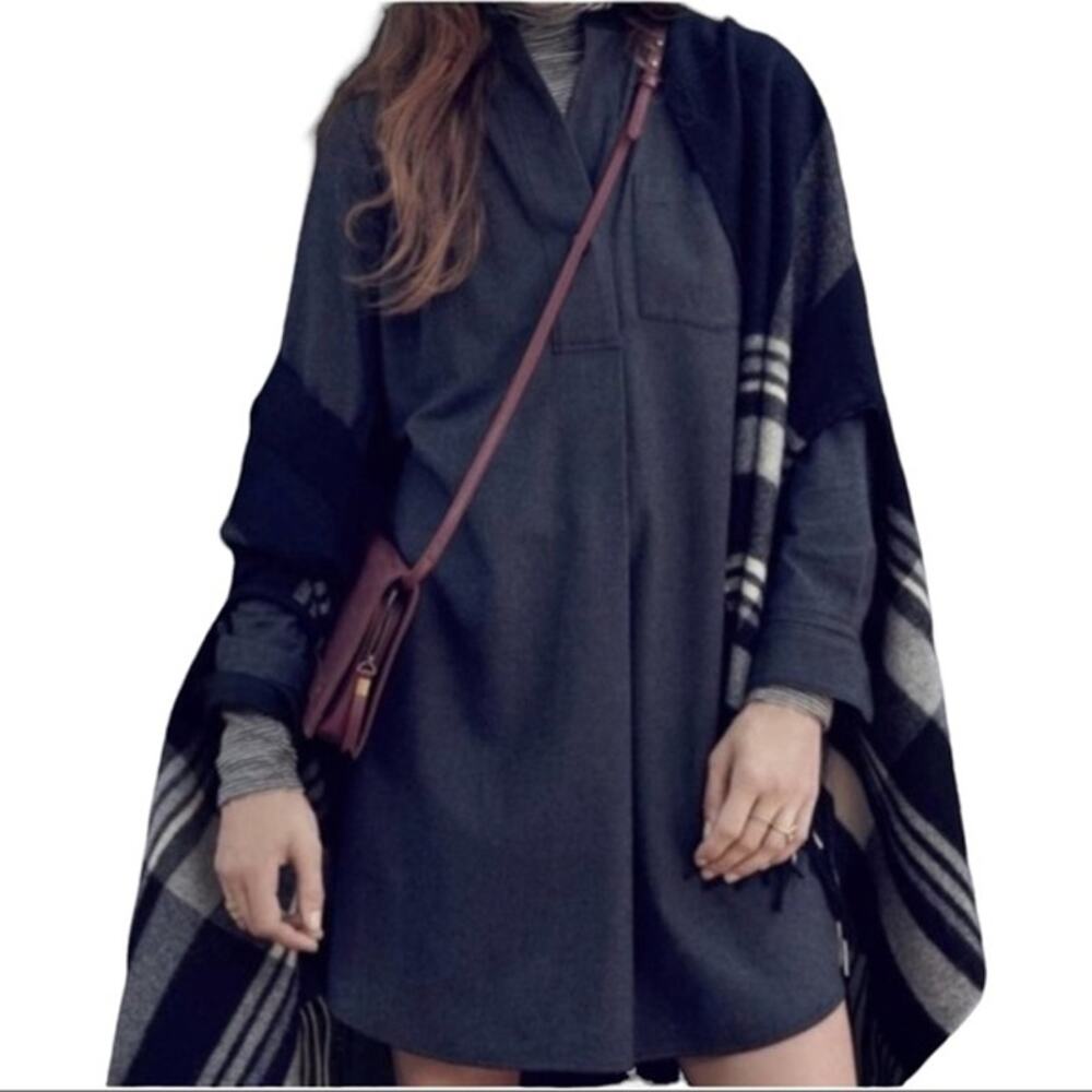 Madewell Flannel Latitude Charcoal Shirt Dress Women's Size XXS